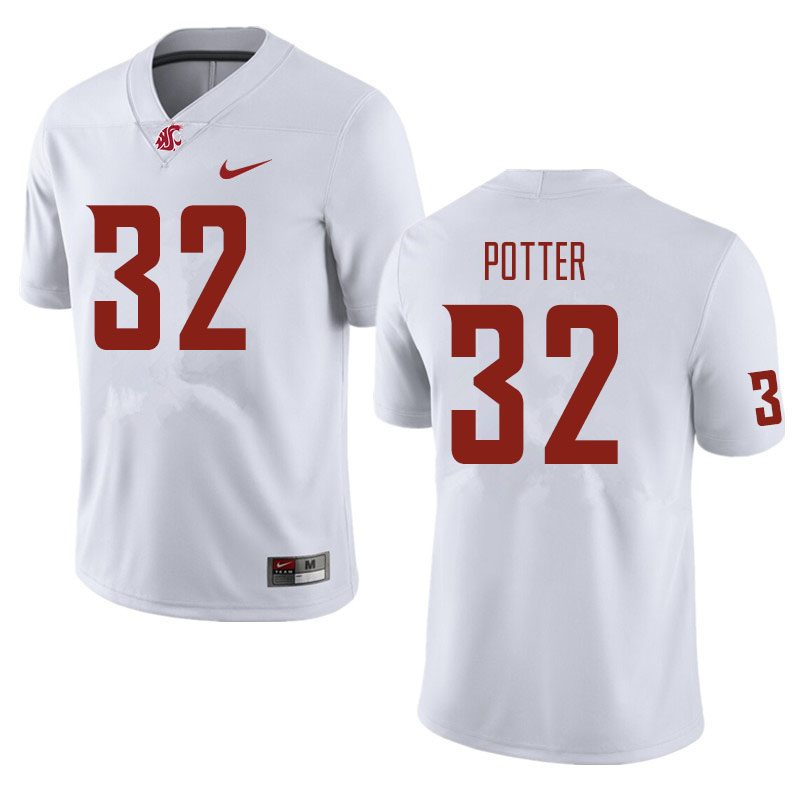 Washington State Cougars #32 Braeden Potter Football Jerseys Sale-White